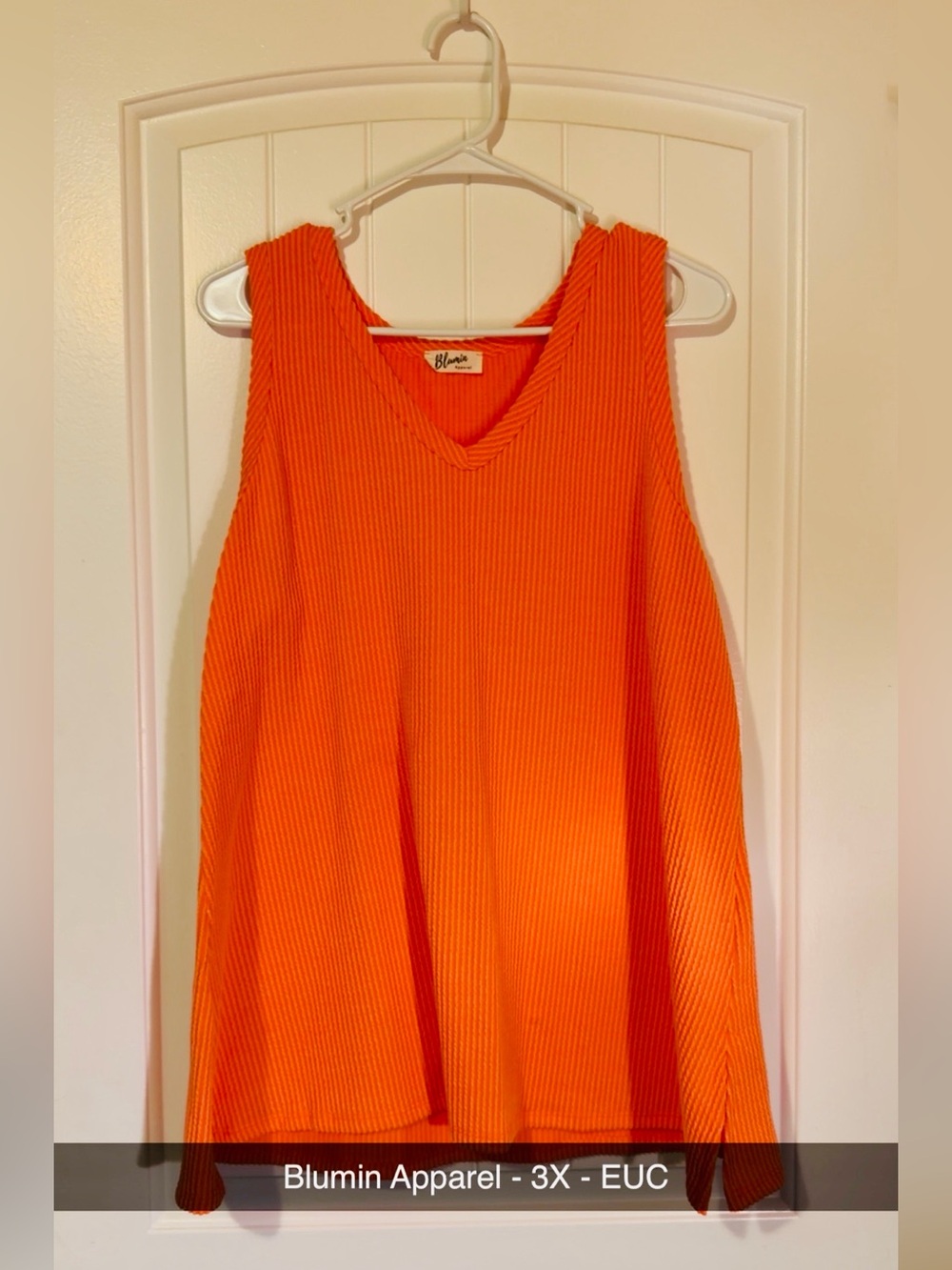 Blumin Apparel Orange Ribbed V-Neck Tank Top